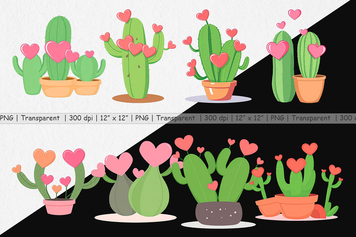 Heart Cactus Clipart, a Graphic by Artnoy (Photo 2 of 5)