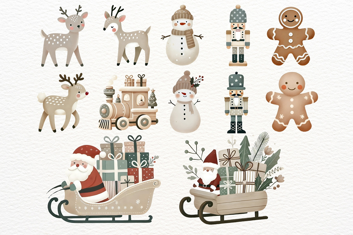 Neutral Christmas Watercolor Clipart, an Illustration by Nicolle's Colorful Art (Photo 4 of 8)