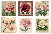 Vintage Floral Postage Stamp Clipart, a Transportation Illustration by Digital Artistic99 (Thumbnail 3 of 10)