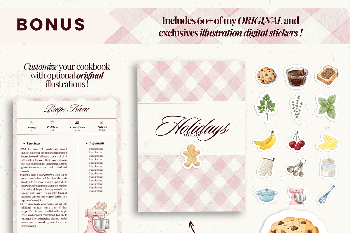 Printable family cookbook template, a Social Media Template by PixelBloomClub (Photo 5 of 8)