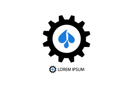 Black gear wheel with blue water drops