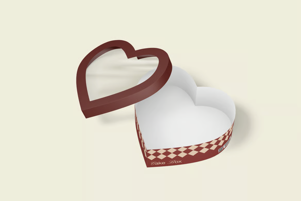 Heart-Shaped Cake Box Mockup, a Packaging Mockup by graphicsauce (Photo 3 of 3)