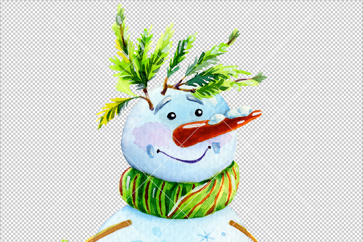 Funny Santas Clipart Watercolor, a Decorative Illustration by ElephantArts (Photo 5 of 10)