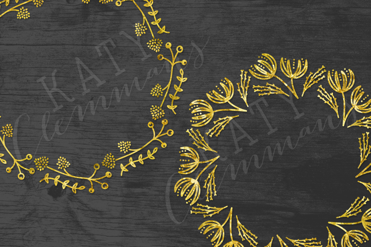 Gold Sprig Wreaths clip art pack, a Texture Illustration by Katy Clemmans (Photo 4 of 5)