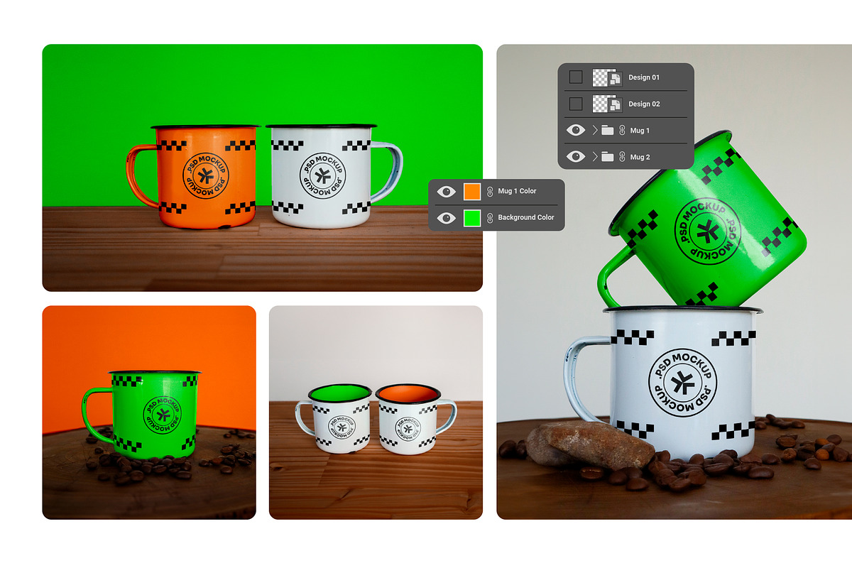 Enamel Mug Realistic Mockups Pack, a Cups & Container Mockup by rodrigofkaminski (Photo 2 of 7)