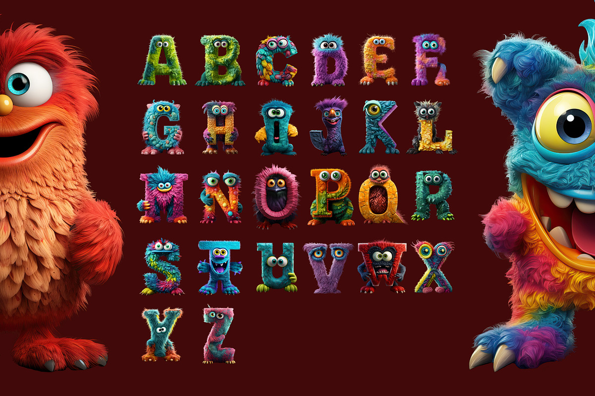 Cute Monsters Alphabet - 2, an Object Graphic by noggindoodle (Photo 3 of 4)