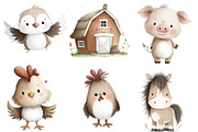 Watercolor Cute Farm Clipart, an Illustration by Designworld (Thumbnail 3 of 6)
