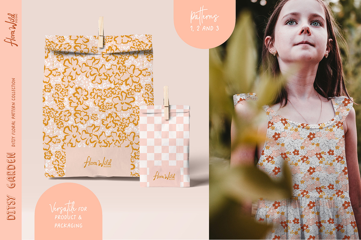 Retro floral patterns & wall art, a Pattern Graphic by Flora Wild Designs (Photo 2 of 5)