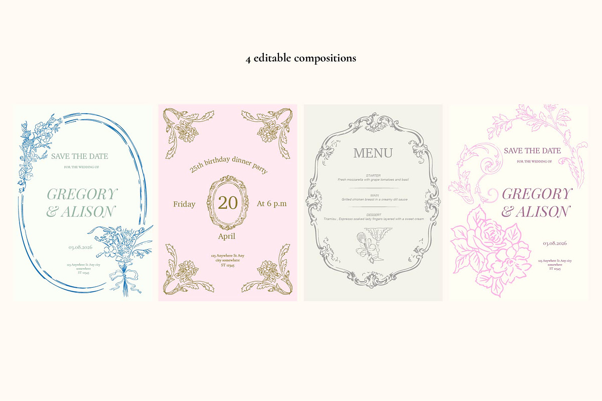 Coquette paris hand drawn line art, a Decorative Illustration by MayBay Studio (Photo 7 of 7)