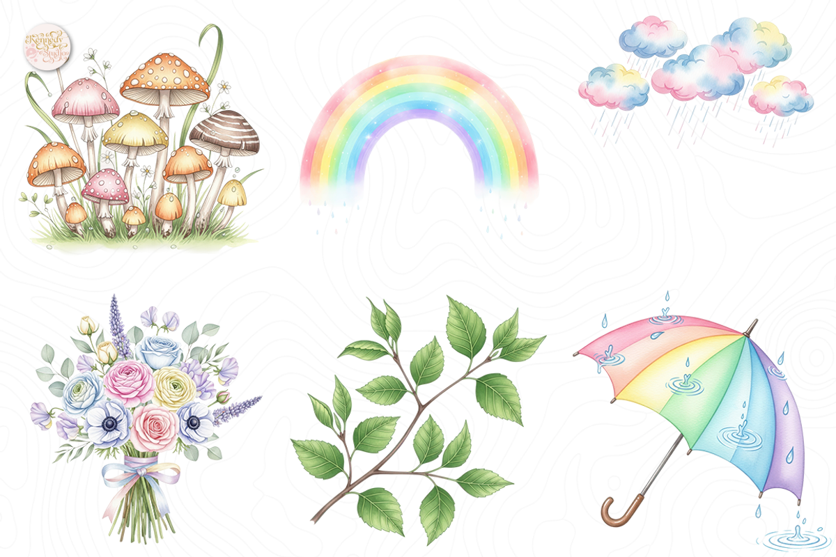 Watercolor Spring Floral PNG Clipart, an Object Illustration by KennedyStudio (Photo 3 of 5)