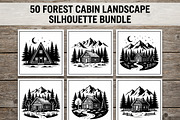 50 Forest Cabin Landscape Silhouette, an Empty State Illustration by Amazin_art (Thumbnail 1 of 38)