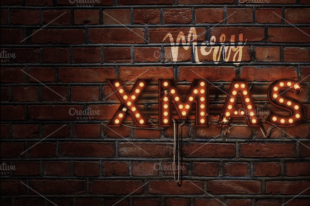 LightBulb Merry Christmas Signs, an Illustration by Solid Pixel (Photo 3 of 15)