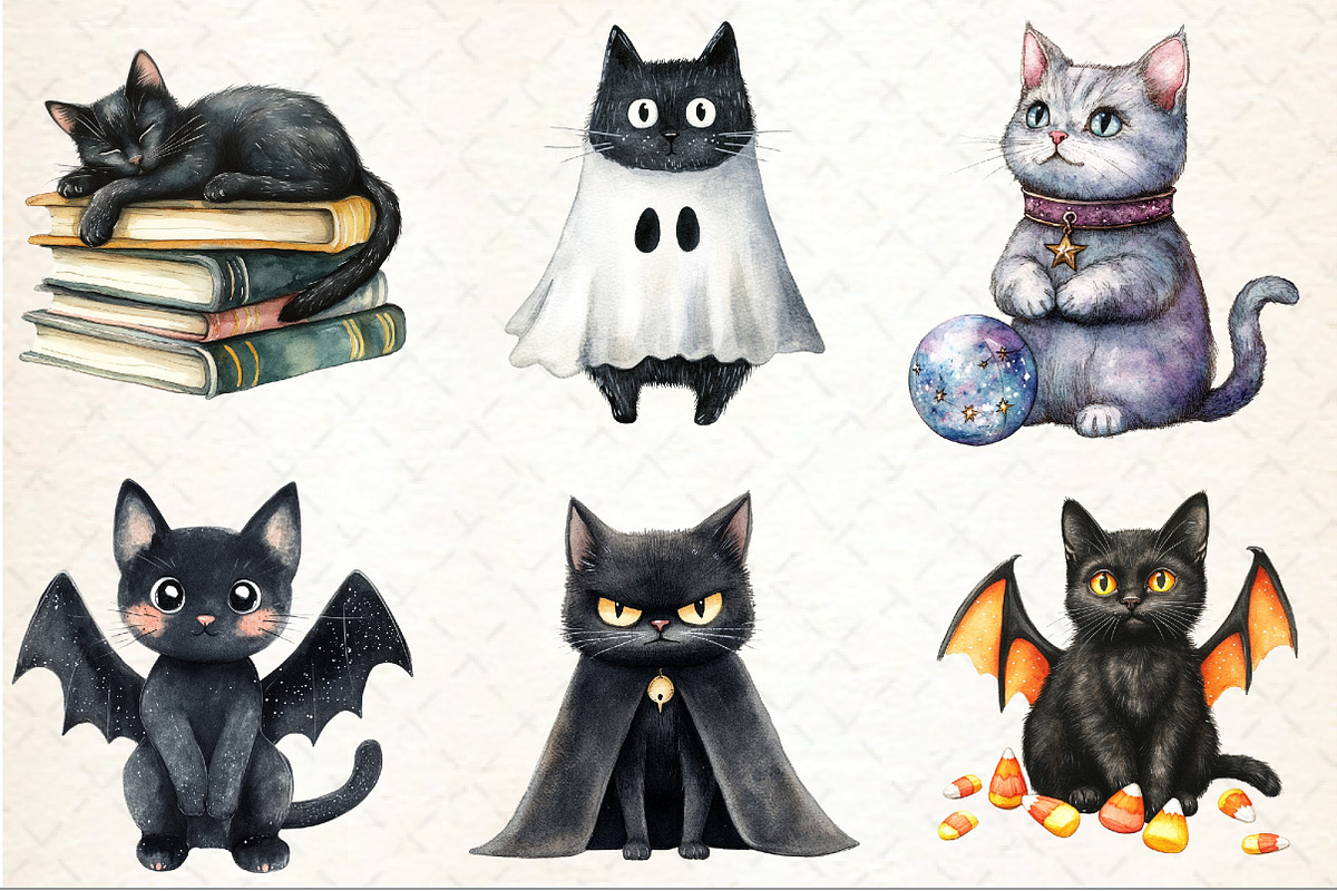 Halloween Black Cats Clipart, an Illustration by Rose Art (Photo 3 of 7)