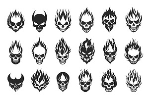 Dark knight skull with fire logo, an Object Illustration by Valerie Bodnar