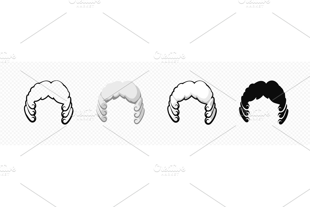 Vintage wigs set. Elegant antique, an Object Illustration by skripnikbb