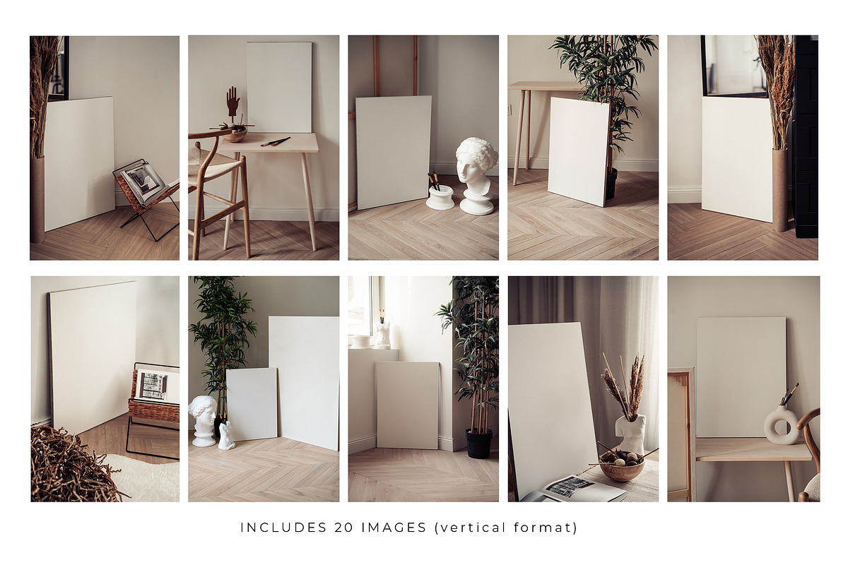 WHITE CANVAS. MOCKUP BUNDLE., a Poster Template by OntheMoon (Photo 3 of 10)