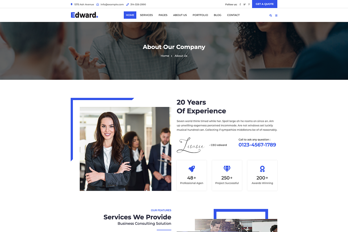 Edward - Corporate HTML Template, a Bootstrap Template by Team90Degree (Photo 6 of 6)