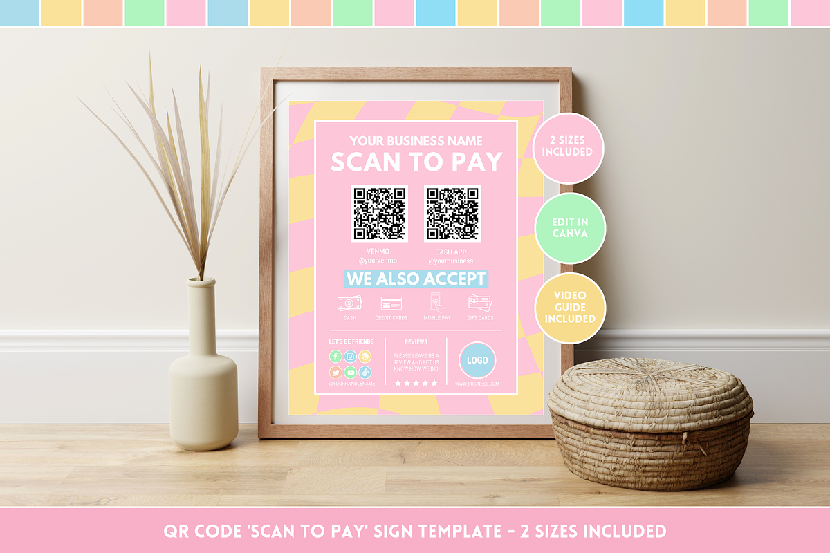 Pastel Scan to Pay Sign, a Stationery Template by SunshineStudioBoutique (Photo 7 of 11)