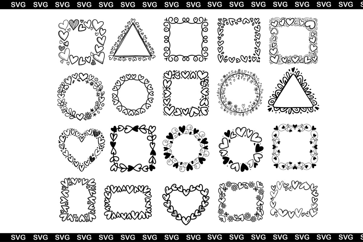 Hand-drawn heart frames SVG, an Object Graphic by SketchArtStudio
