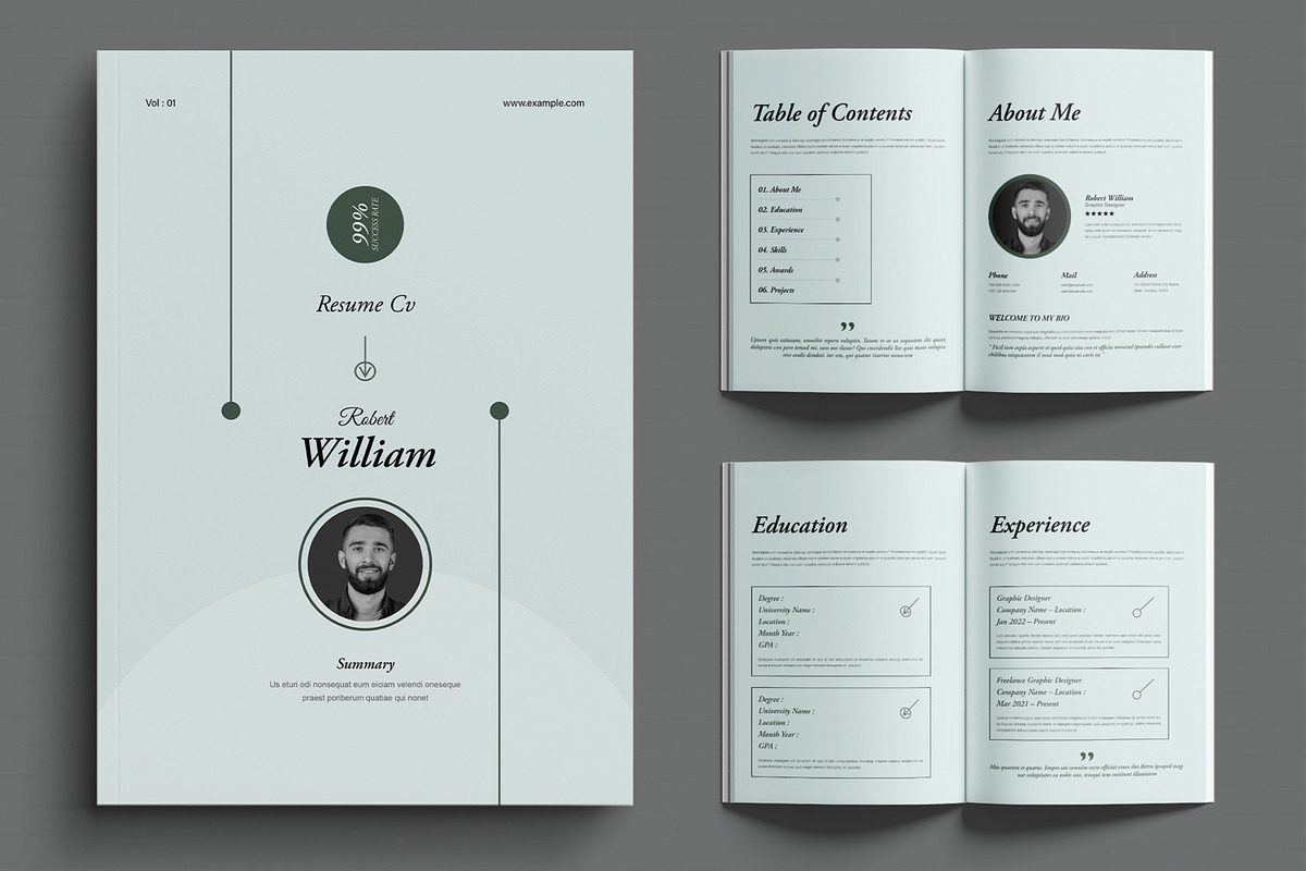 Minimal Resume Booklet Design Layout, a Resume Template by MightyDesign (Photo 1 of 6)