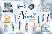 Hand-Painted Night Clipart Set, an Animal Illustration by ArtCreationsDesign (Thumbnail 3 of 29)