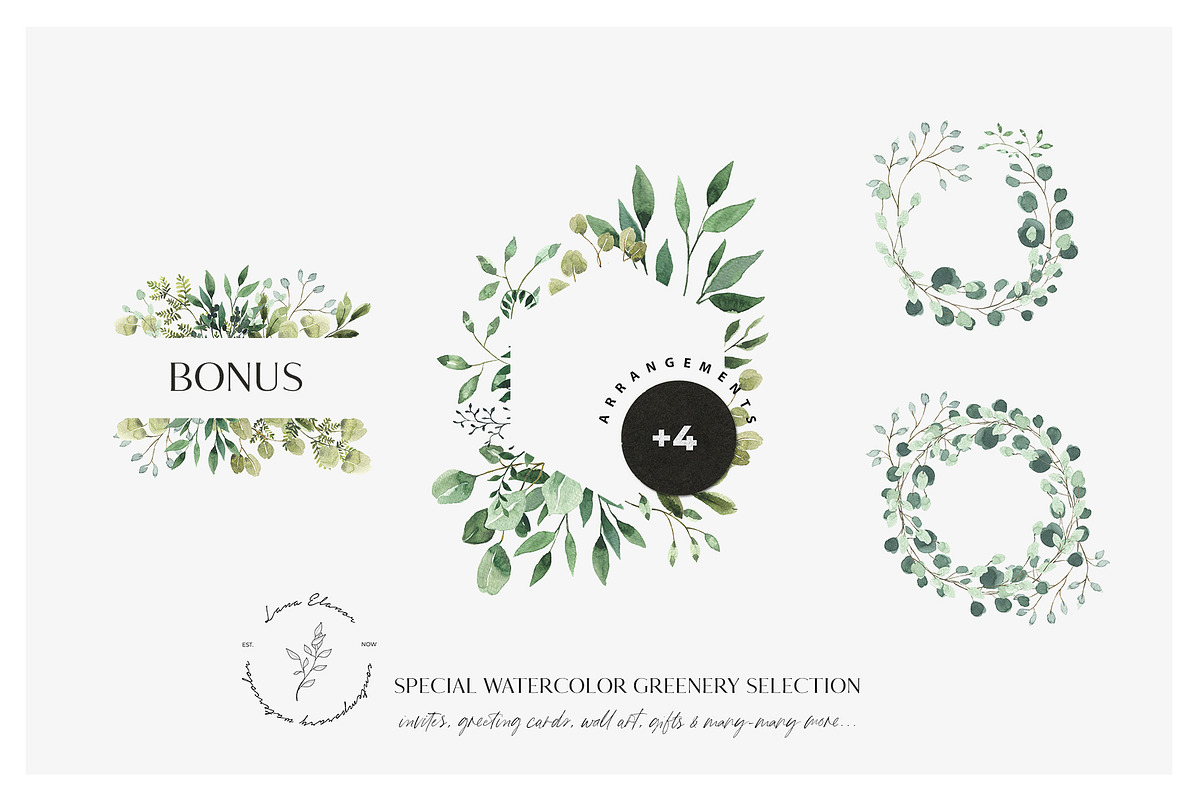 JUST GREEN leaves greenery foliage, a Decorative Illustration by Lana Elanor (Photo 4 of 8)