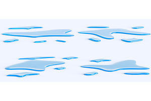 3d set of water spill puddles, an Environmental 3D Model by Marozhkastudio