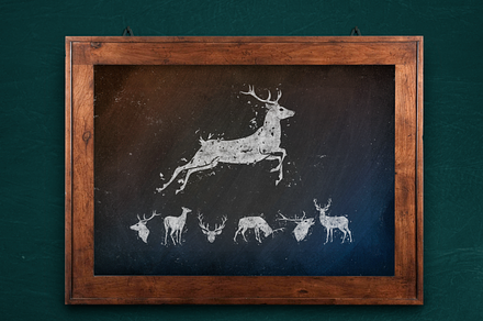 Grunge deer silhouette set + bonus