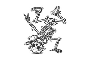 Breakdancing Skeleton in Streetwear, an Illustration by AlexArt