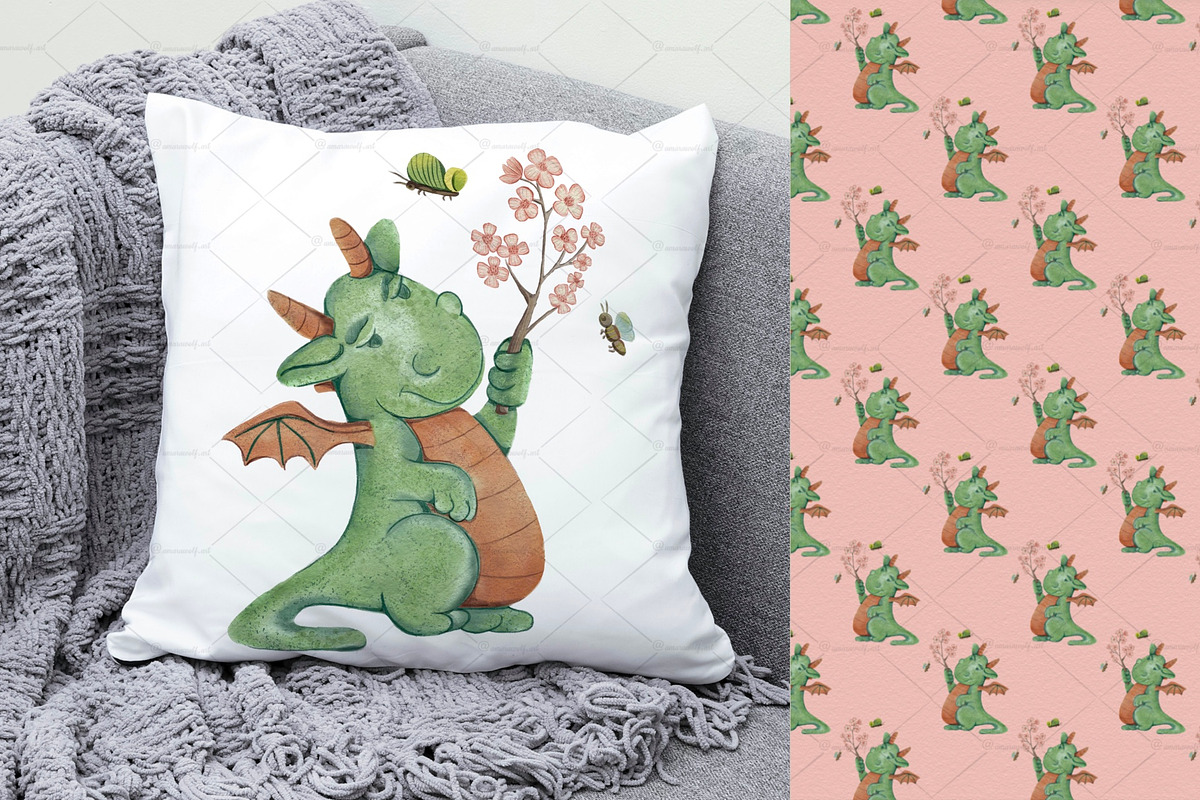 Seasonal Watercolor Dragon Clipart, an Illustration by Amarawolf's Art (Photo 4 of 19)