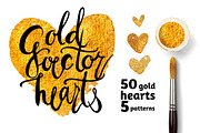Set of 50 gold watercolor hearts, an Illustration by KatBranchArt (Thumbnail 1 of 4)