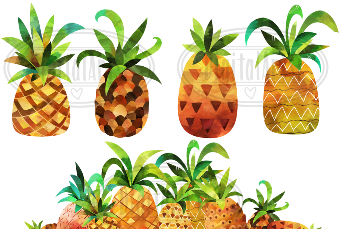 Watercolor Pineapple Clipart, an Illustration by DigitalArtsi (Photo 2 of 3)