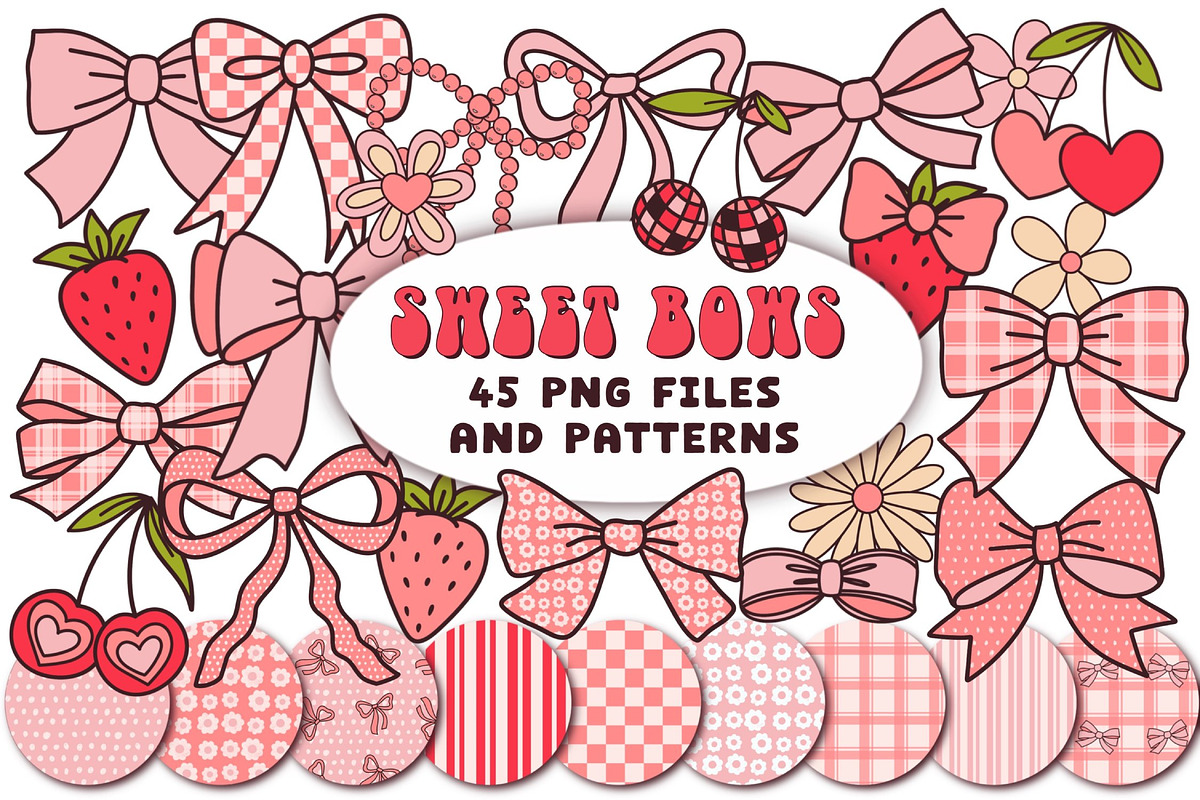 Sweet Bows Clipart and Patterns, an Object Graphic by Brush Lab (Photo 1 of 4)