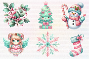 Kawaii Pink Mint Christmas Clipart, an Illustration by CreationArt (Thumbnail 2 of 5)