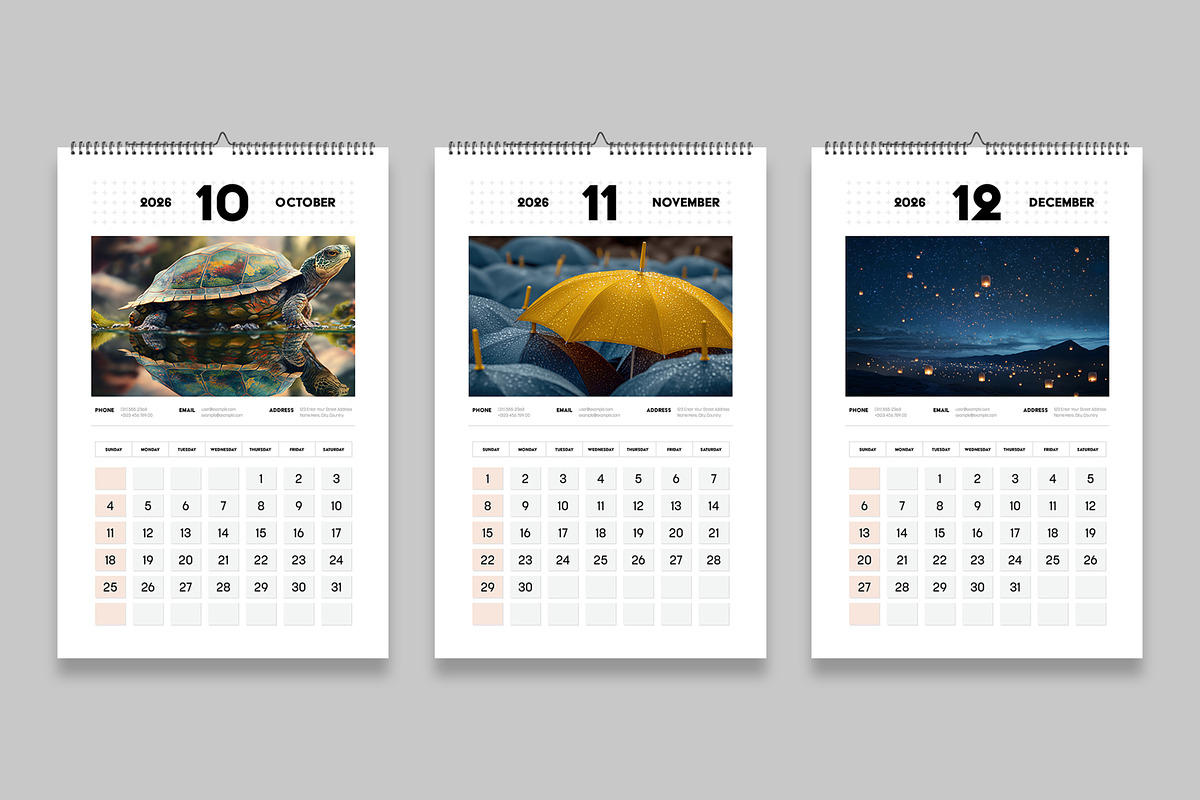 2026 Wall Calendar Template Layout, a Stationery Template by MightyDesign (Photo 5 of 8)