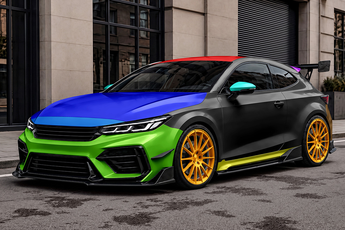 Sporty 3-Door Hatchback Car Mockup, an Advertising Mockup by Country4k (Photo 2 of 3)