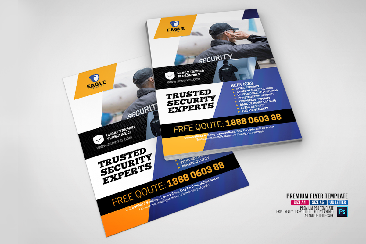 Security Experts Company Flyer, a Flyer Template by PSDPixel