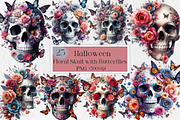 Halloween Floral Skull & Butterflies, an Illustration by Creative Art (Thumbnail 1 of 4)