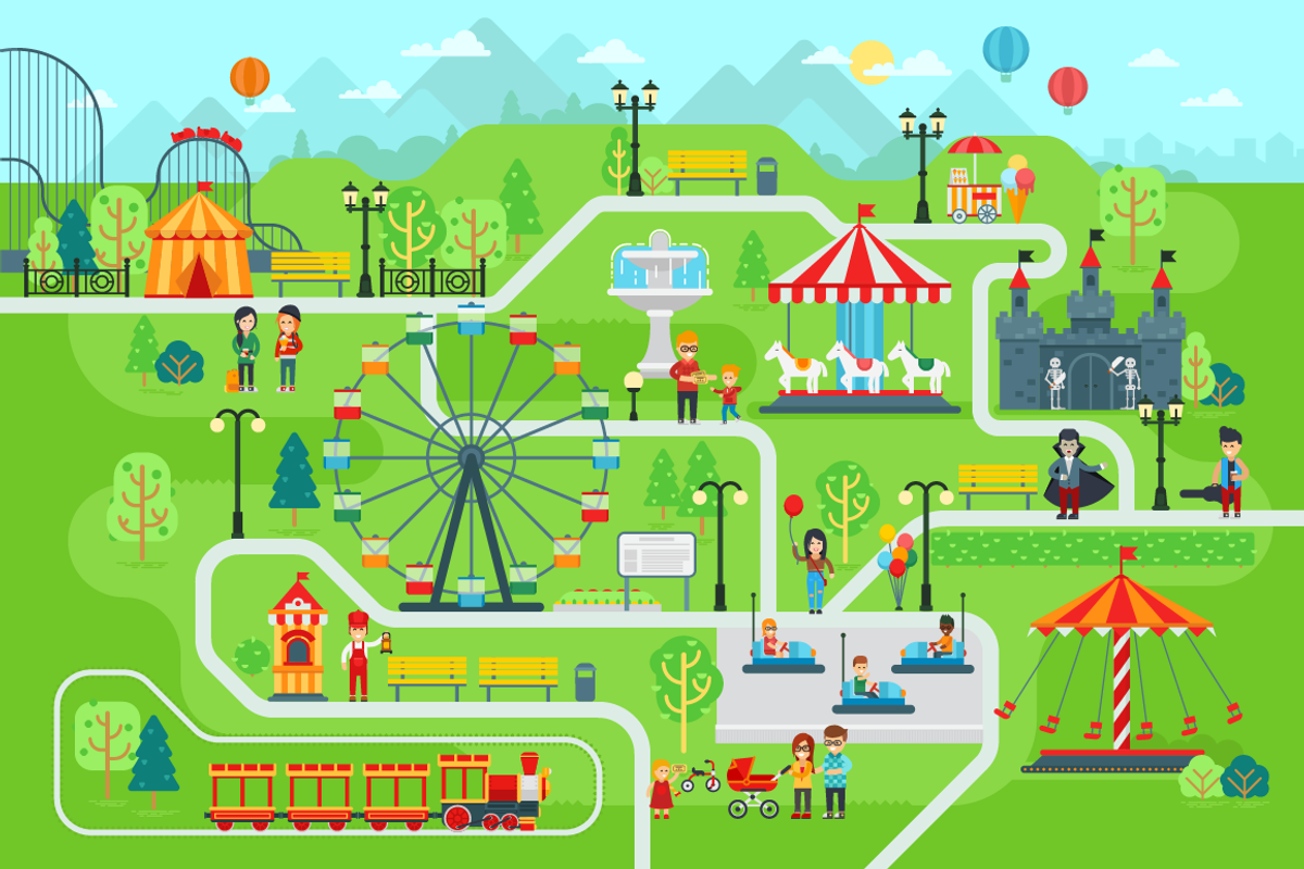 Park elements for map, flat vector, an Object Graphic by Bezvershenko (Photo 2 of 8)