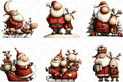 Santa Reindeer Christmas Clipart, an Illustration by Black Bird Studio (Thumbnail 4 of 6)