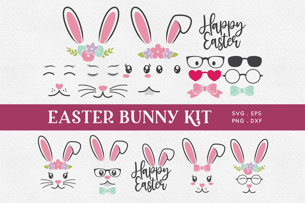 Easter Bunny Face Creator Kit, an Illustration by Peachycottoncandy (Photo 1 of 5)