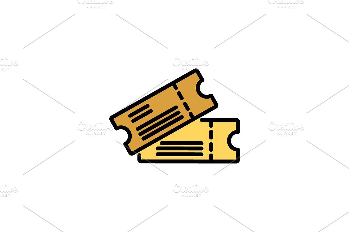 ticket color icon thin line, linear, an Outline Icon by Anno Urbis