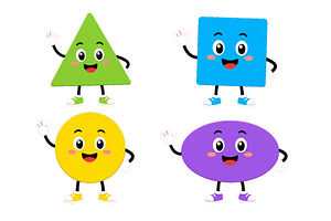 Cute geometric shape characters set