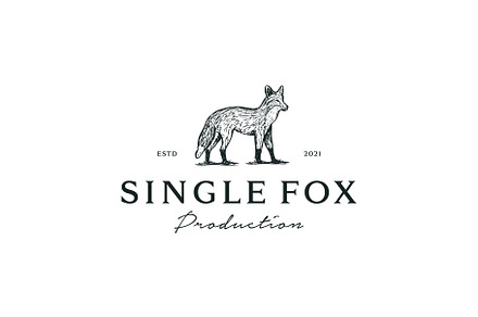 Vintage Fox Hand Drawn Logo, a Branding & Logo Template by zdson
