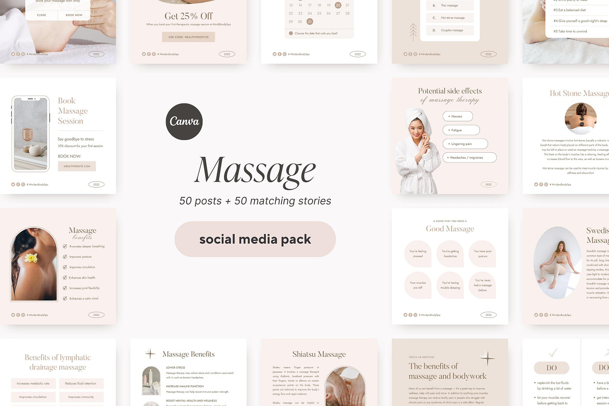 Canva Massage Therapist templates, a Social Media Template by LiliesandBerries (Photo 3 of 21)