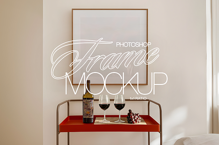 Square Wall Art with Bar Cart Mockup