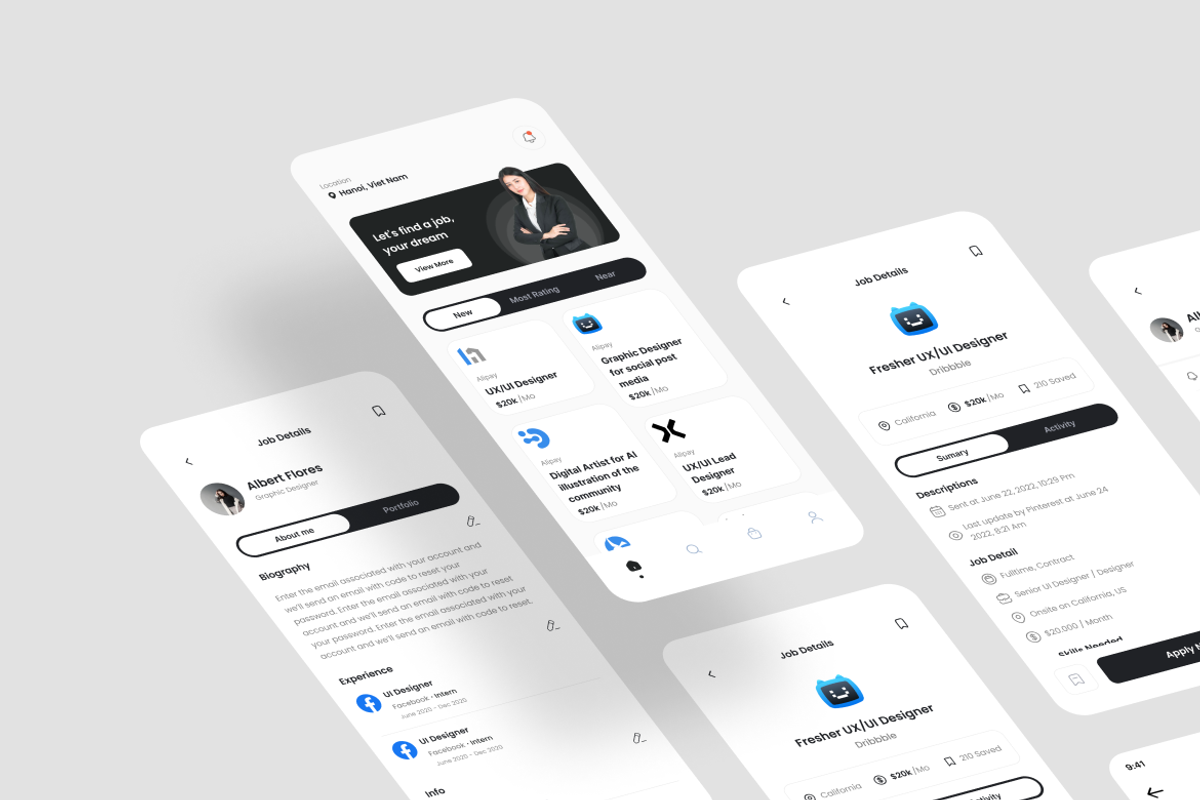 Over - Job Finder App UI Kit, an UI Kit Template by iDoodle Studio (Photo 3 of 4)