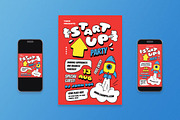 Red Cartoon Startup Party Flyer Set, a Flyer Template by Aiyari Graphic (Thumbnail 1 of 3)
