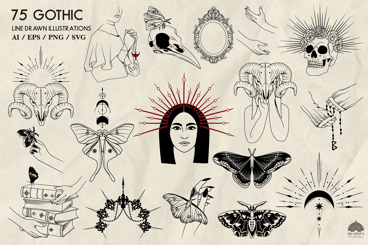 Gothic Line Art + Procreate, an Object Illustration by Skliarova (Photo 8 of 8)