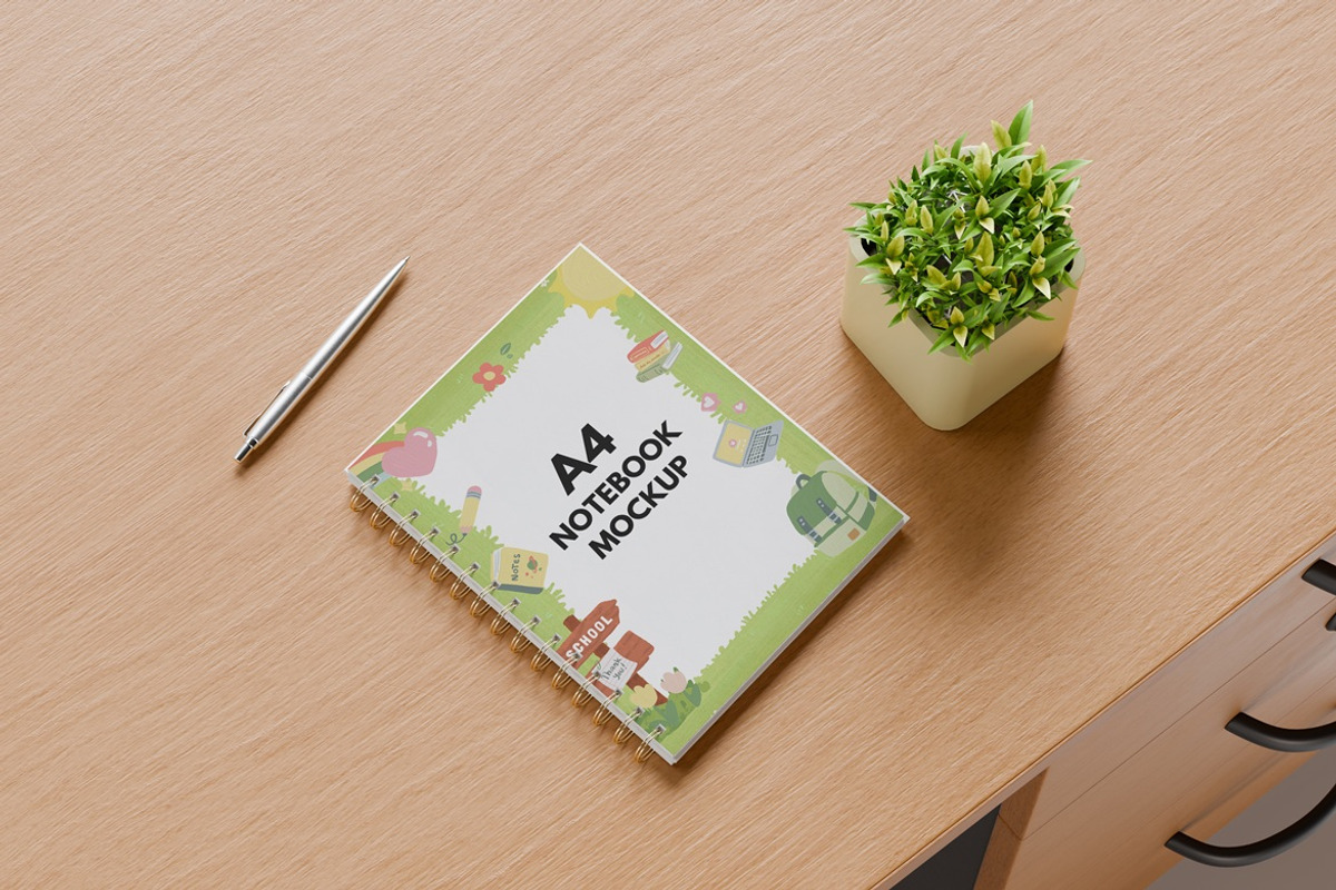 A4 Notebook Mockup, a Books & Magazine Mockup by Graphic Deal (Photo 4 of 6)